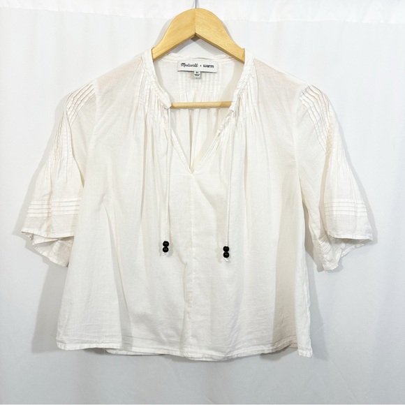 Madewelll X Warm Pintuck Tie Neck Top - Picture 4 of 12